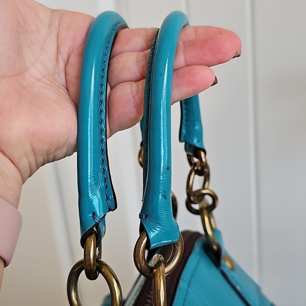 Coach 2008 Limited Edition Francine Turnlock Satchel Turquoise Legacy Lining - Picture 9 of 16